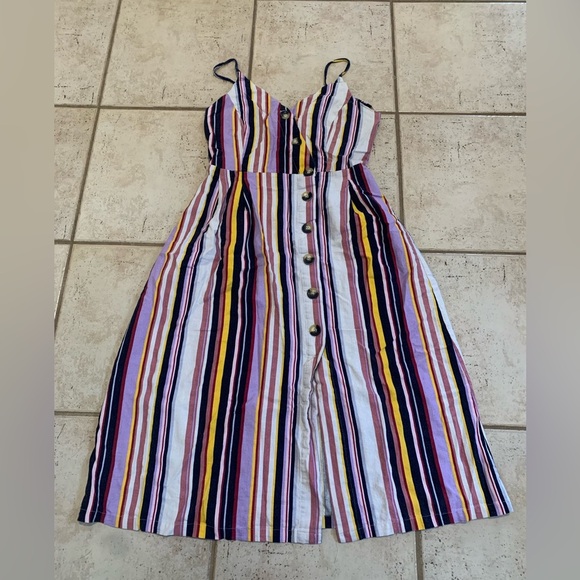 JustFab Multi-Color Striped Spaghetti Strap Dress - Picture 6 of 9